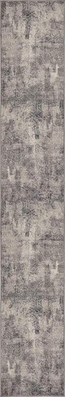 2' x 13' Blakemore · Distressed medallion rug, gray and ivory
