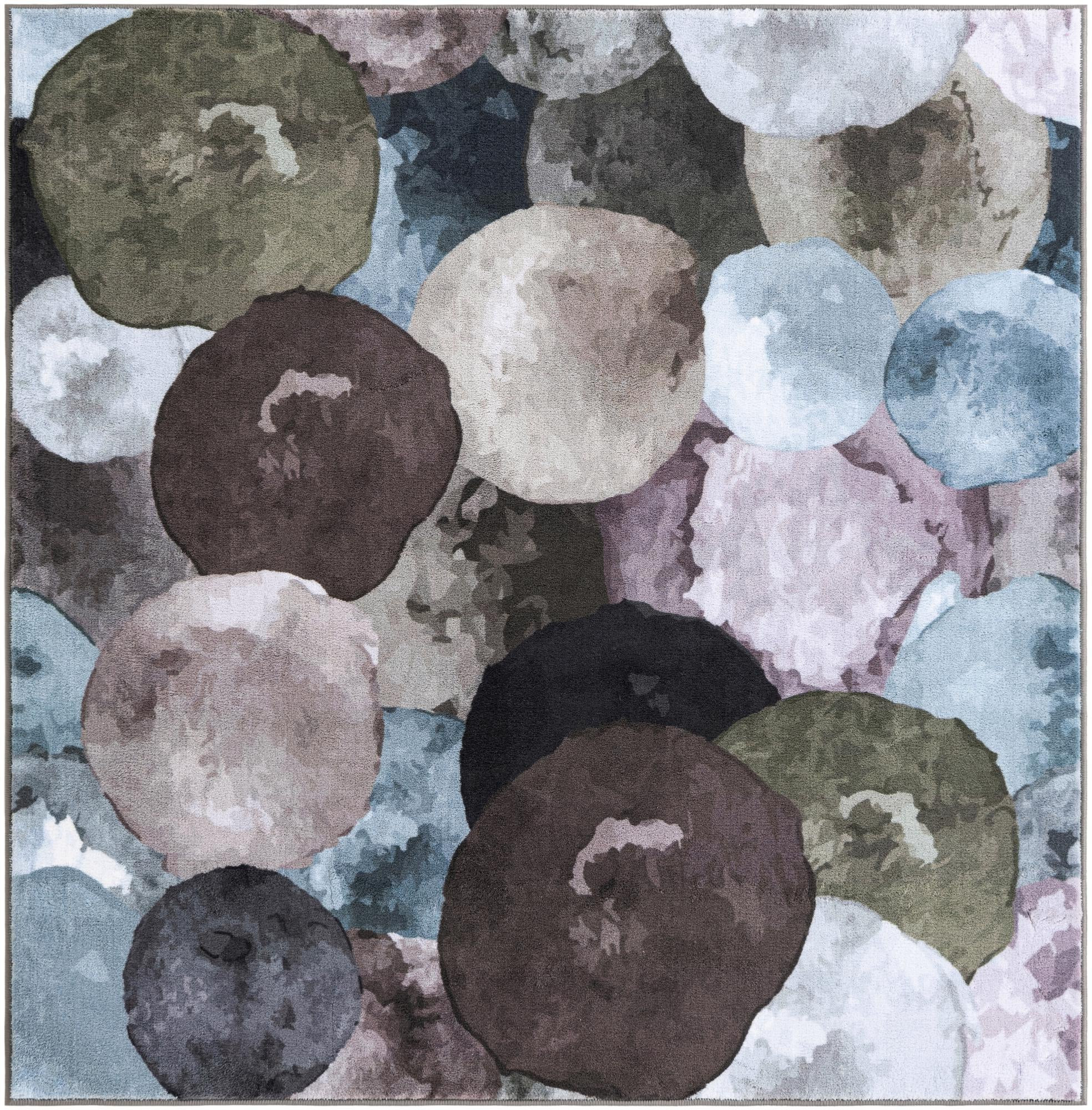 5' 3 x 5' 3 Birchwood · Abstract dot rug, multi gray