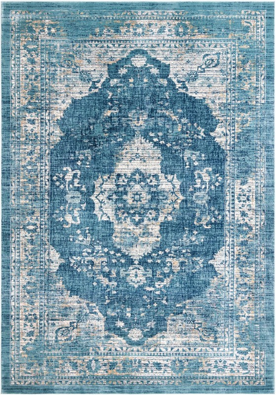 7' x 10' Fanshawe · Medallion rug, navy and beige