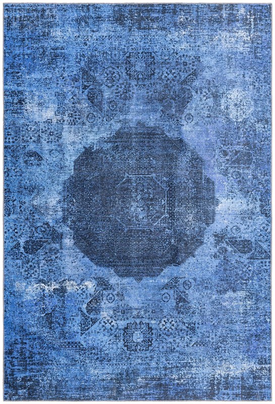 Fallowfield · Medallion Washable Rug, overdyed blue