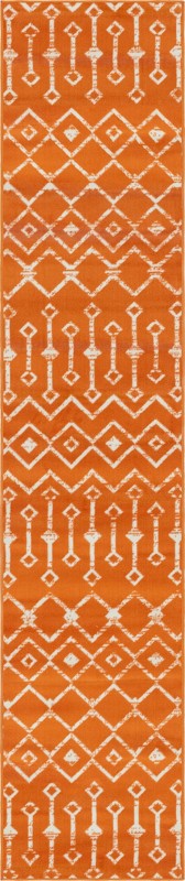 Dudley · Geometric trellis rug, orange and ivory