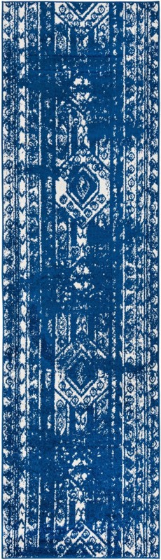 2' 7 x 12' Underhill · Tribal rug, navy and ivory