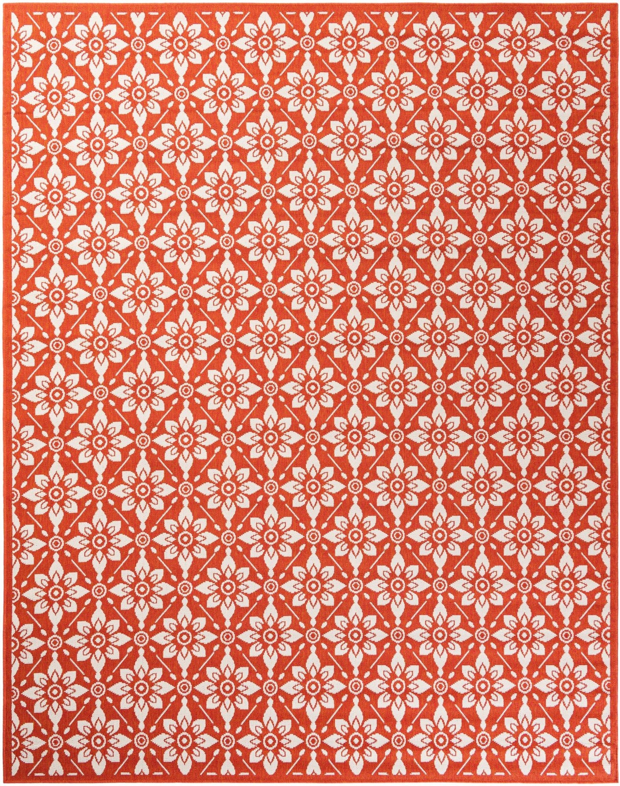 7' 10 x 10' Selwyn · Floral trellis Outdoor Rug, rust and ivory
