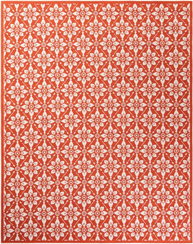 7' 10 x 10' Selwyn · Floral trellis Outdoor Rug, rust and ivory