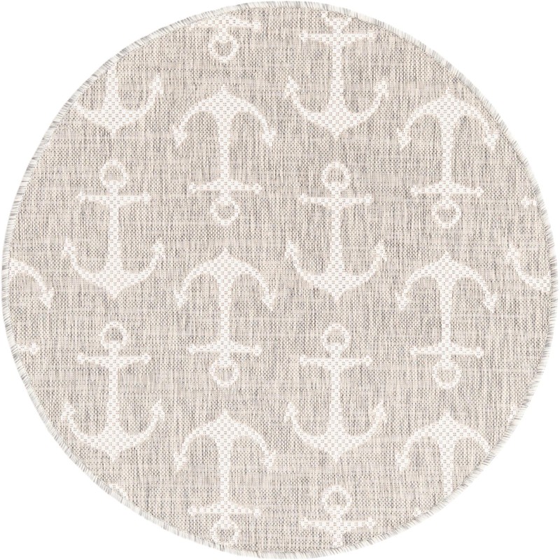 Millbrook · Anchor Outdoor Rug, gray and ivory