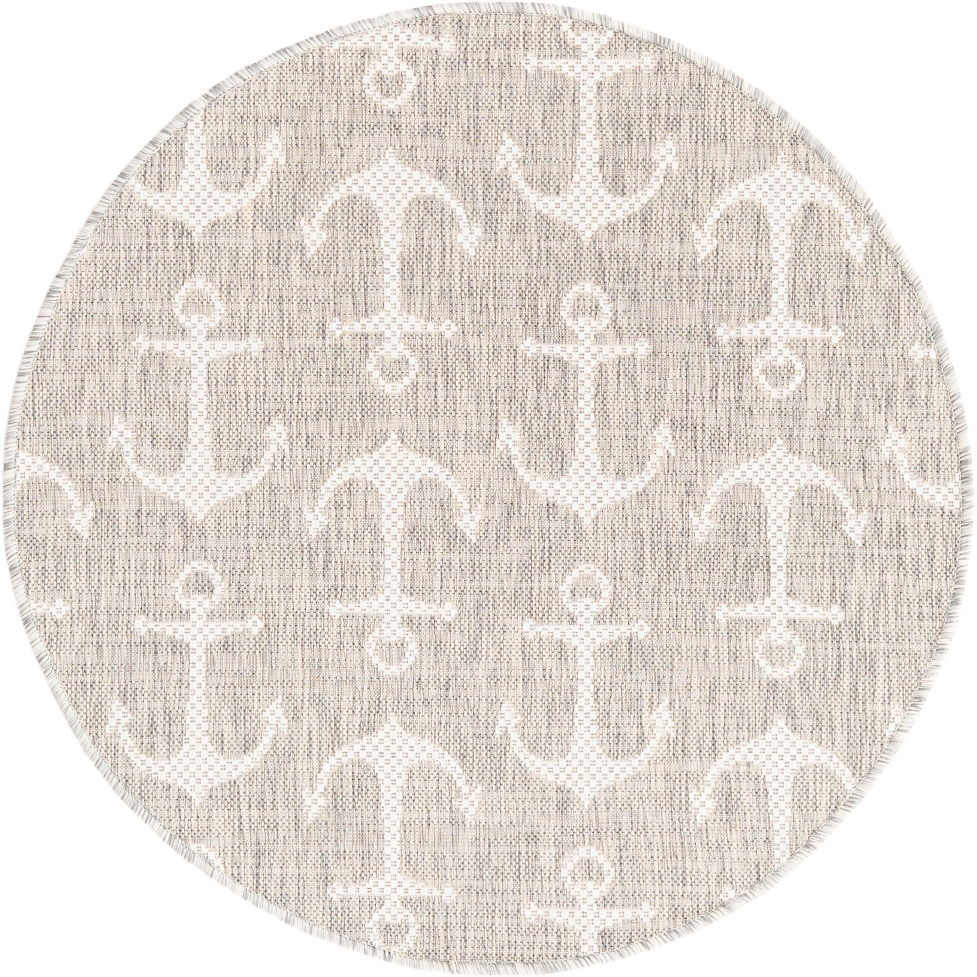 3' x 3' Millbrook · Anchor Outdoor Rug, gray and ivory