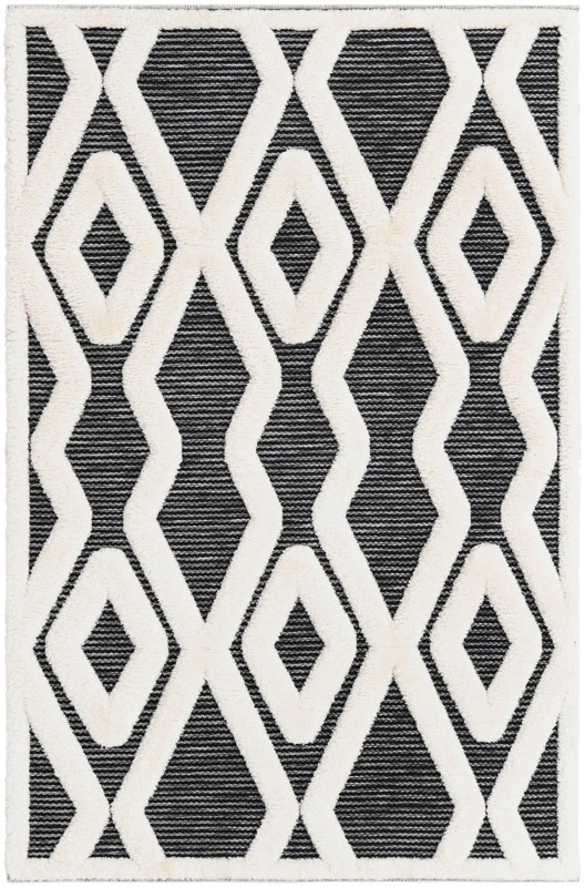 4' x 6' Armstead · Geometric trellis rug, gray and ivory