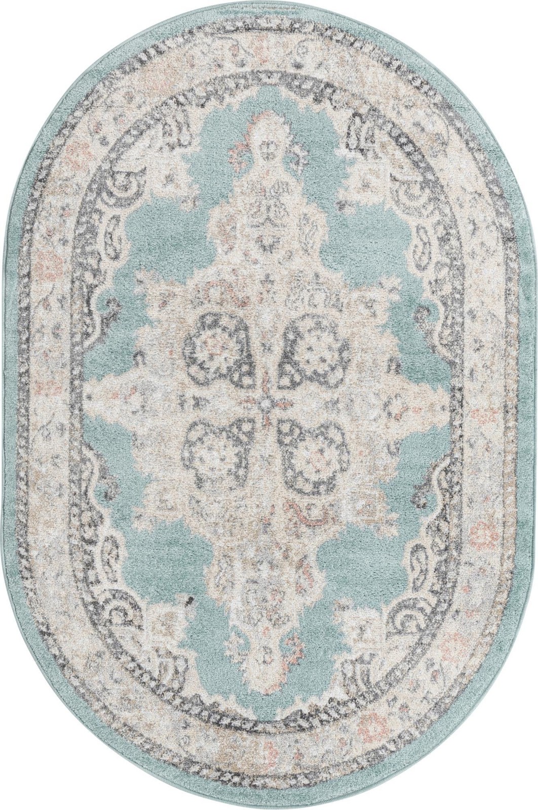 4' x 6' Selby · Border rug, aqua