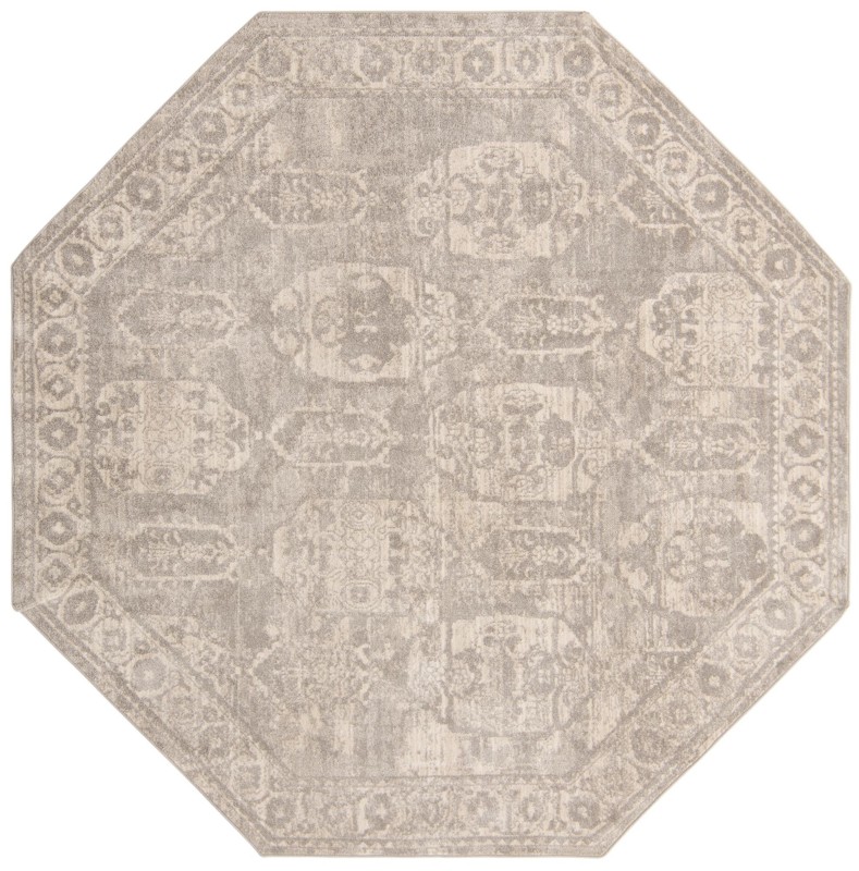 7' 10 x 7' 10 Pullman · Border rug, gray