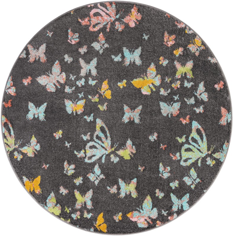 6' x 6' Radcliffe · Pictoral rug, charcoal gray