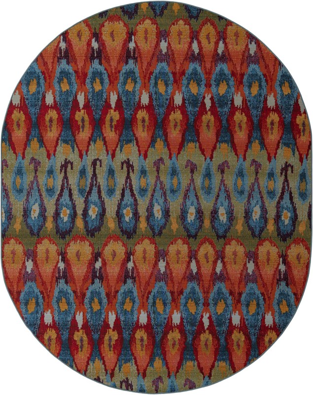 7' 10 x 10' Lomax · Ikat teardrop Outdoor Rug, multi