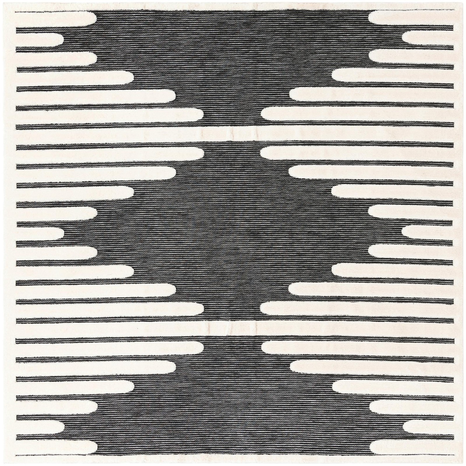 10' x 10' Hibbert · Geometric lines rug, gray and ivory
