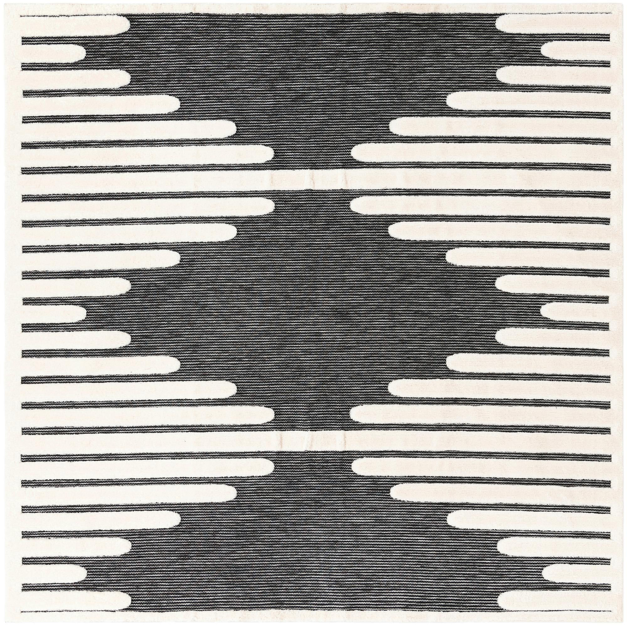 10' x 10' Hibbert · Geometric lines rug, gray and ivory
