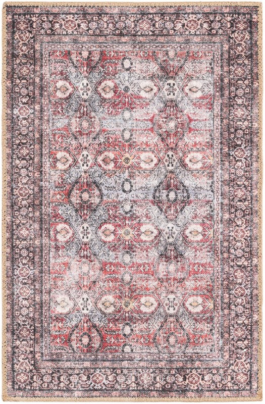 Marquette · Border Washable Rug, antique red