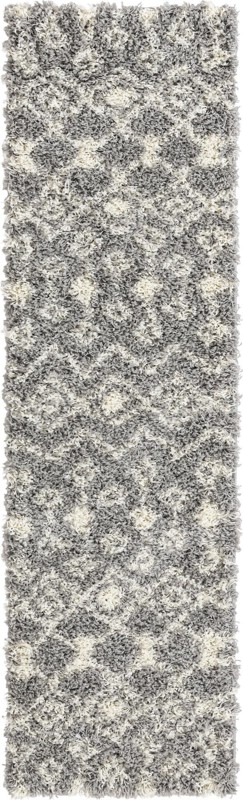 2' x 7' Bayley · Diamond Shag Rug, gray