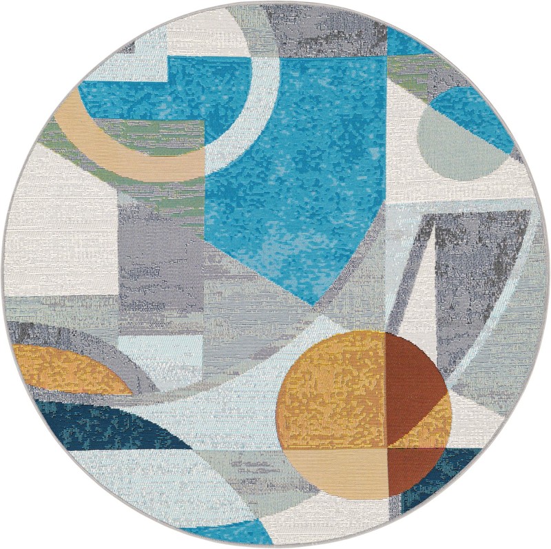 Lomax · Abstract geometric Outdoor Rug, blue and multicolor