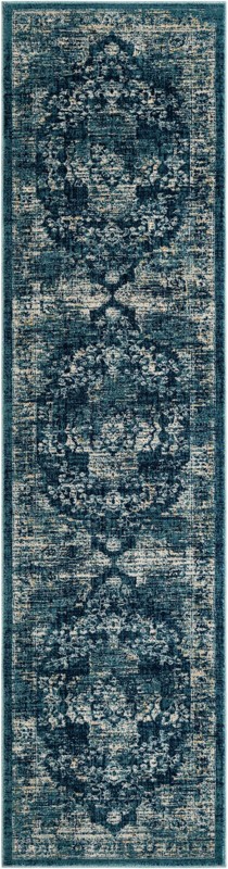 2' 7 x 10' Fanshawe · Medallion rug, navy and beige