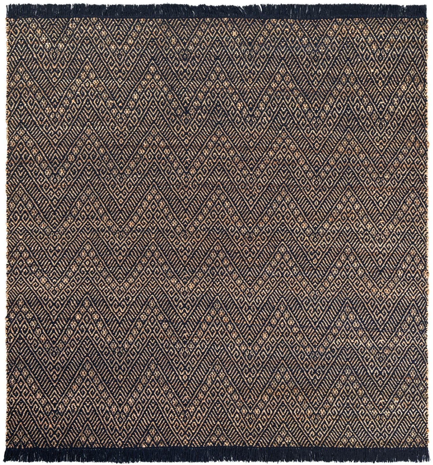 7' 10 x 7' 10 Fulton · Chevron Braided Jute Rug, navy blue and white