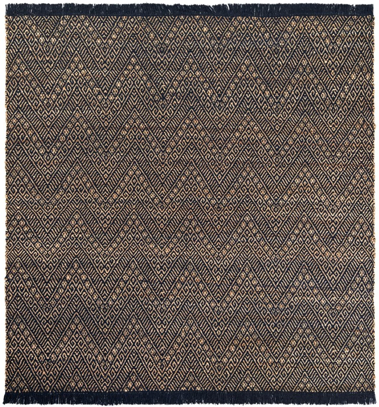 7' 10 x 7' 10 Fulton · Chevron Braided Jute Rug, navy blue and white