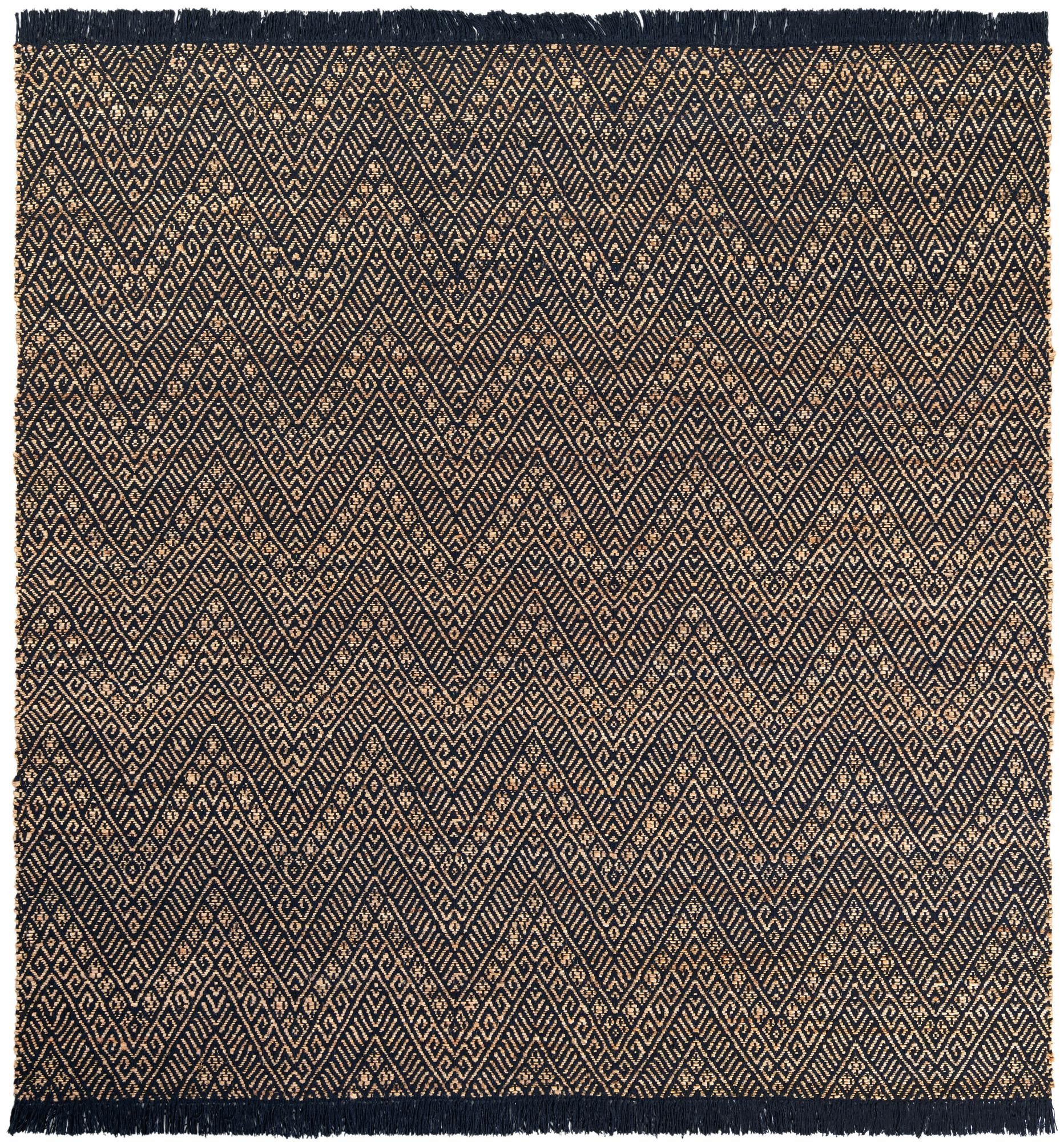 7' 10 x 7' 10 Fulton · Chevron Braided Jute Rug, navy blue and white