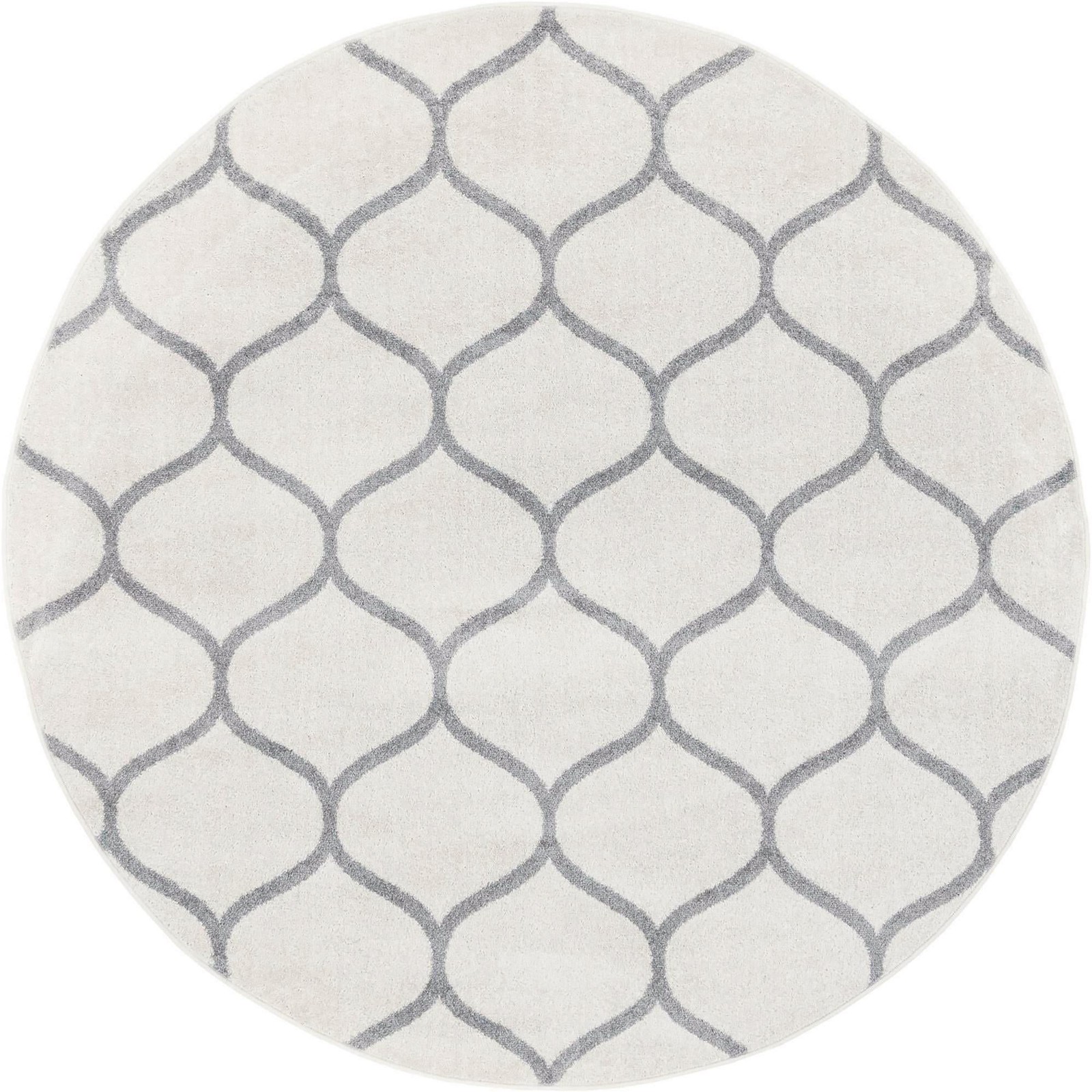 7' 10 x 7' 10 Ingram · Lattice rug, ivory and gray