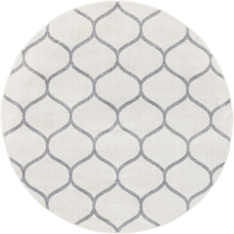 7' 10 x 7' 10 Ingram · Lattice rug, ivory and gray