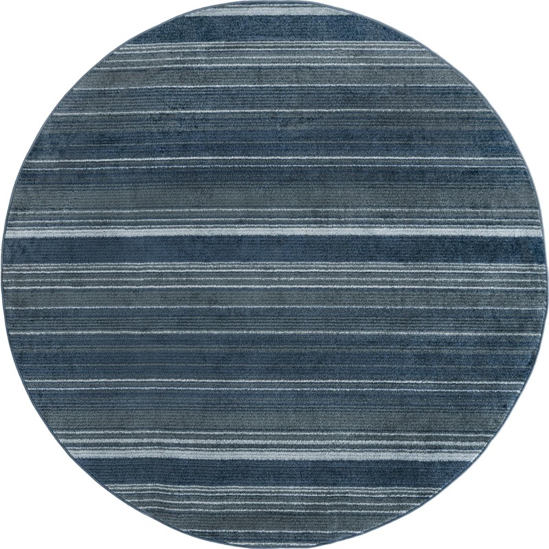 7' 3 x 7' 3 Jagger · Striped rug, blue and gray