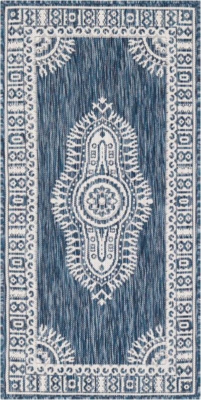 2' x 4' Bainbridge · Border Outdoor Rug, blue