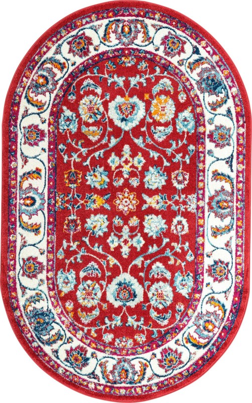 5' x 8' Aspen · Medallion rug, magenta and blue
