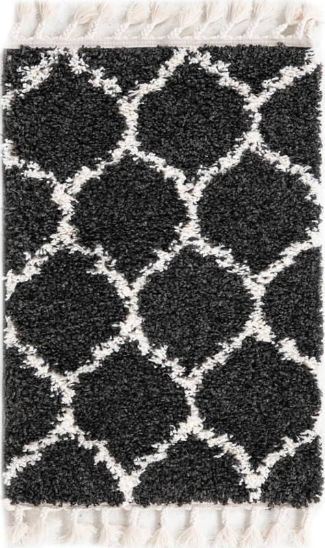 2' 2 x 3' Everett · Lattice shag rug, black and white