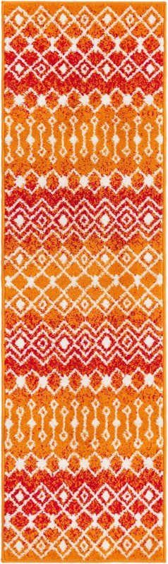 2' x 7' Boswell · Geometric diamond rug, orange and ivory
