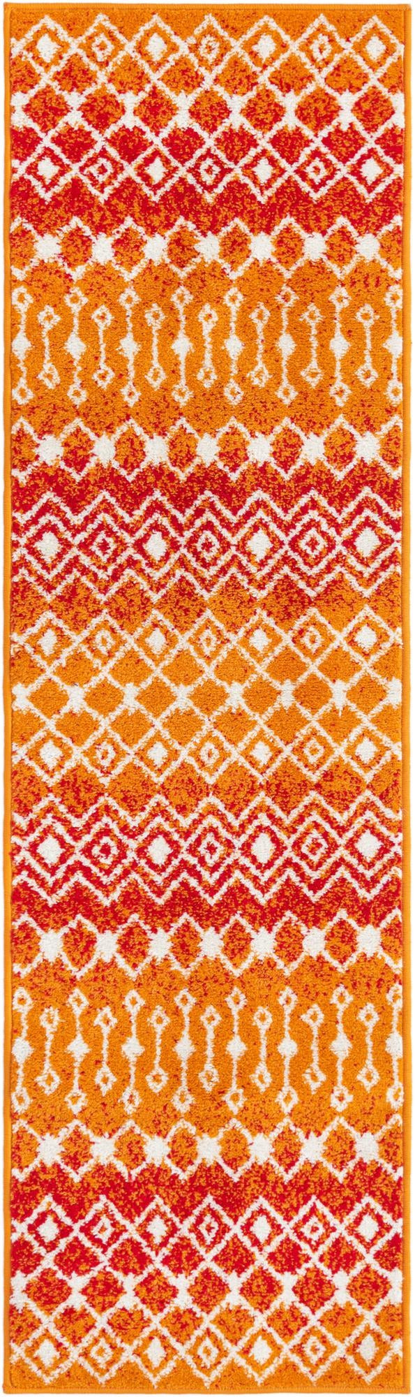2' x 7' Boswell · Geometric diamond rug, orange and ivory