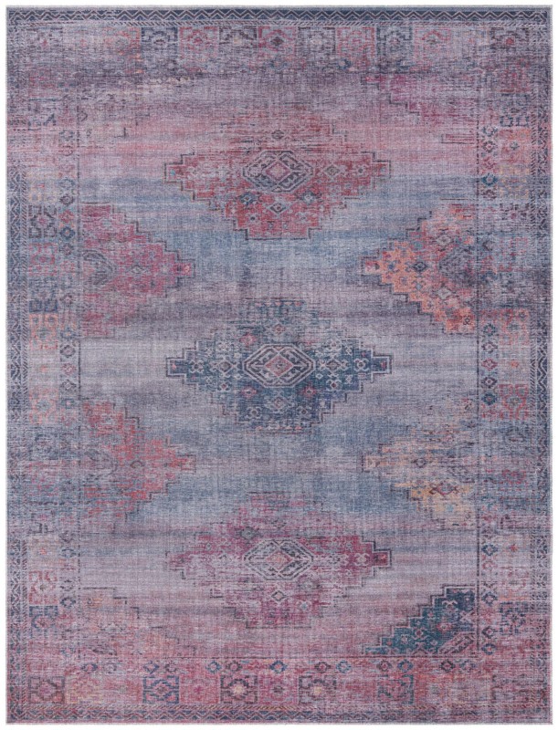9' 2 x 12' Perley · Geometric medallion Washable Rug, antique blue
