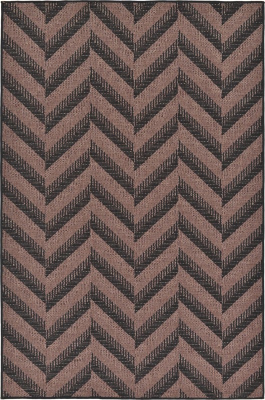 5' 3 x 8' Fanshawe · Chevron Outdoor Rug, brown and black