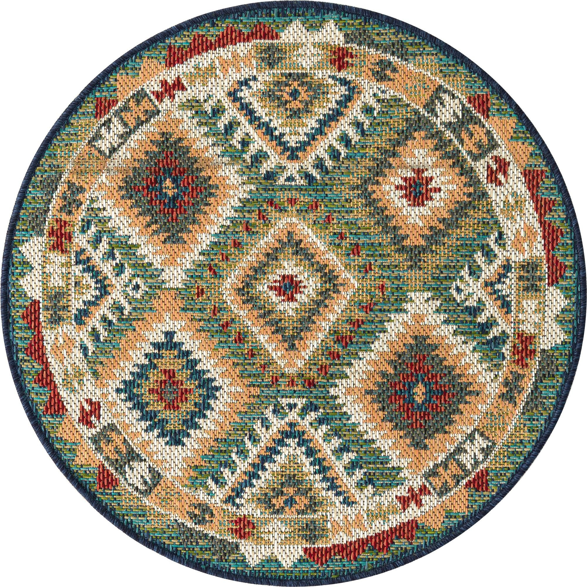 3' 3 x 3' 3 Emmett · Border Outdoor Rug, green