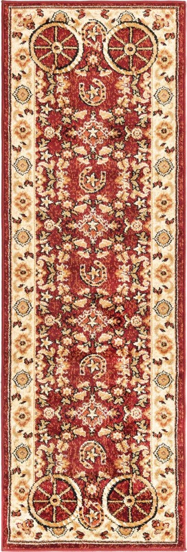 2' x 6' Tabor · Border rug, red