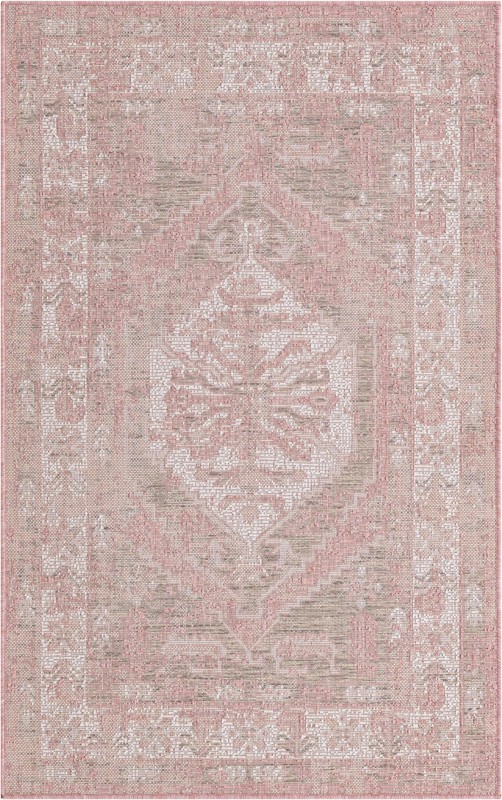 3' x 5' 3 Wylie · Border Outdoor Rug, pink