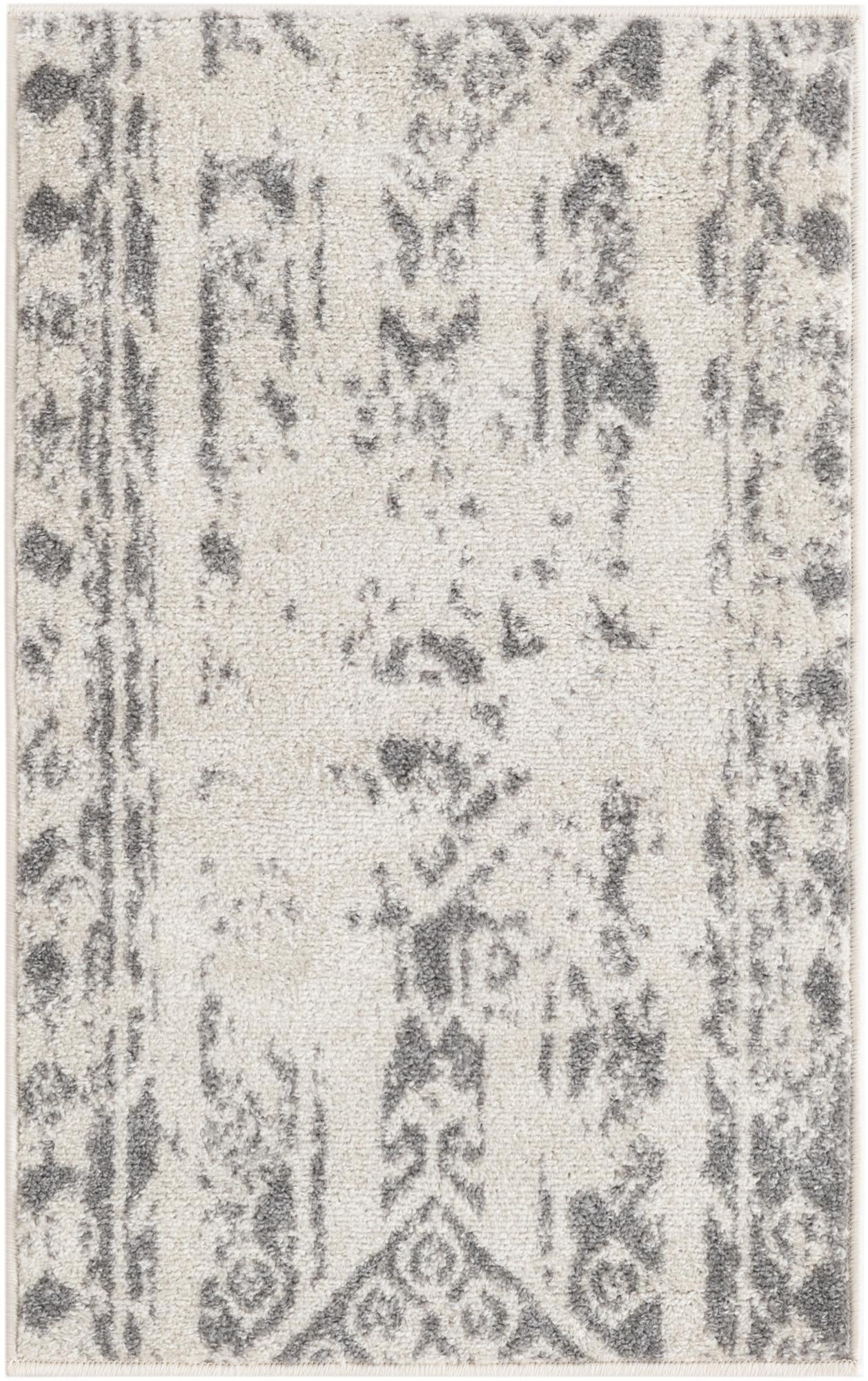 2' x 3' Underhill · Abstract rug, ivory and gray