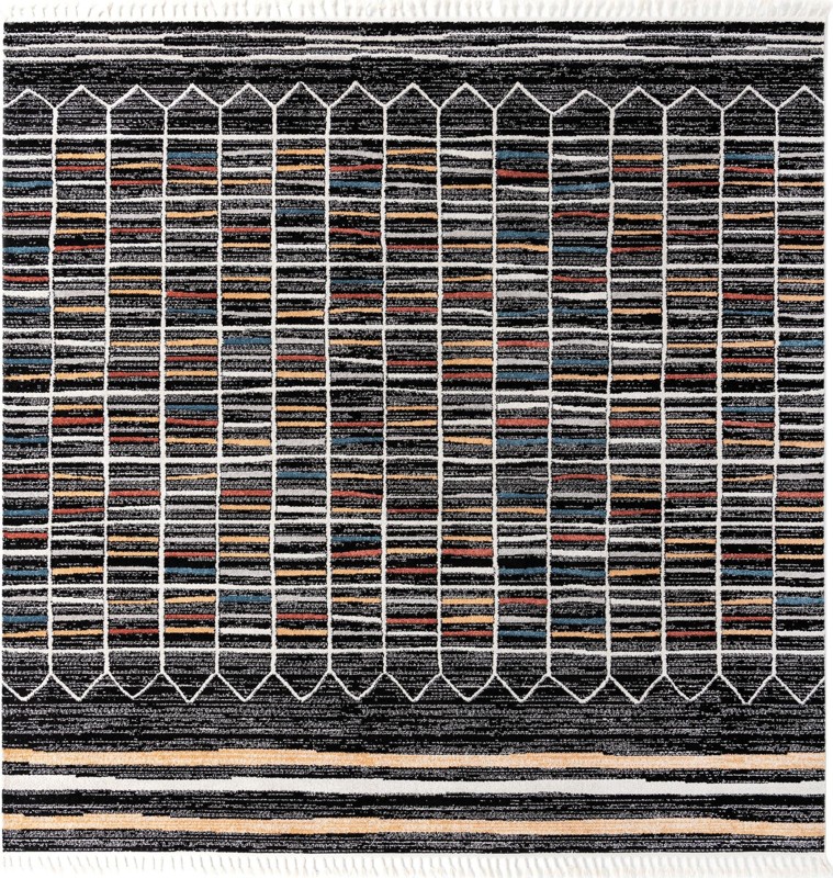 Brenton · Geometric grid rug, black and multicolor
