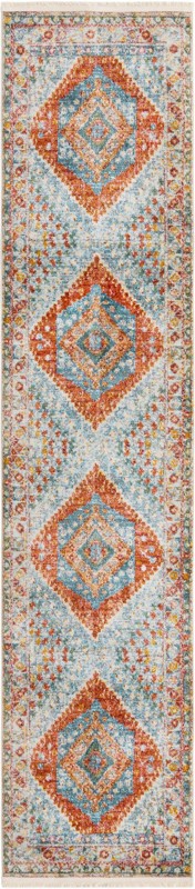 Louisa · Diamond medallion rug, rust and blue