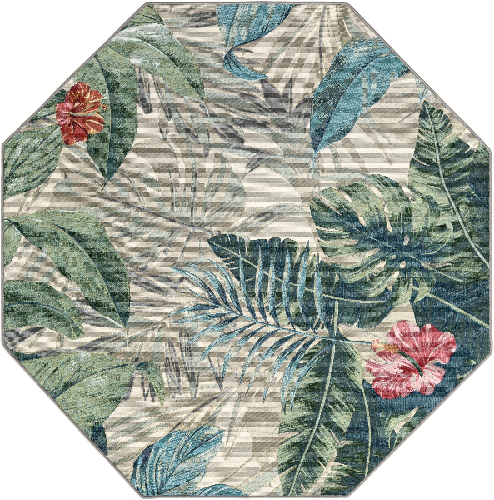 5' 3 x 5' 3 Lomax · Botanical Outdoor Rug, multicolor and ivory