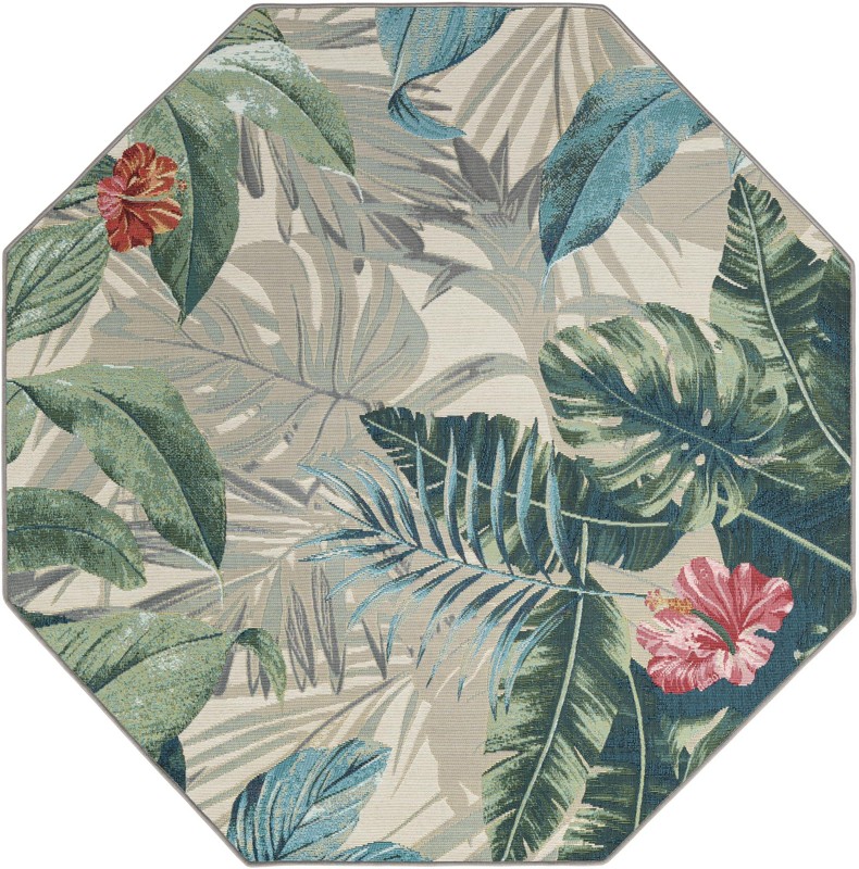 5' 3 x 5' 3 Lomax · Botanical Outdoor Rug, multicolor and ivory
