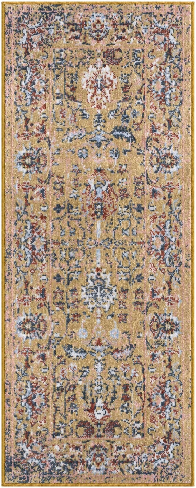 2' x 5' Sandys · Persian Washable Rug, yellow and blue
