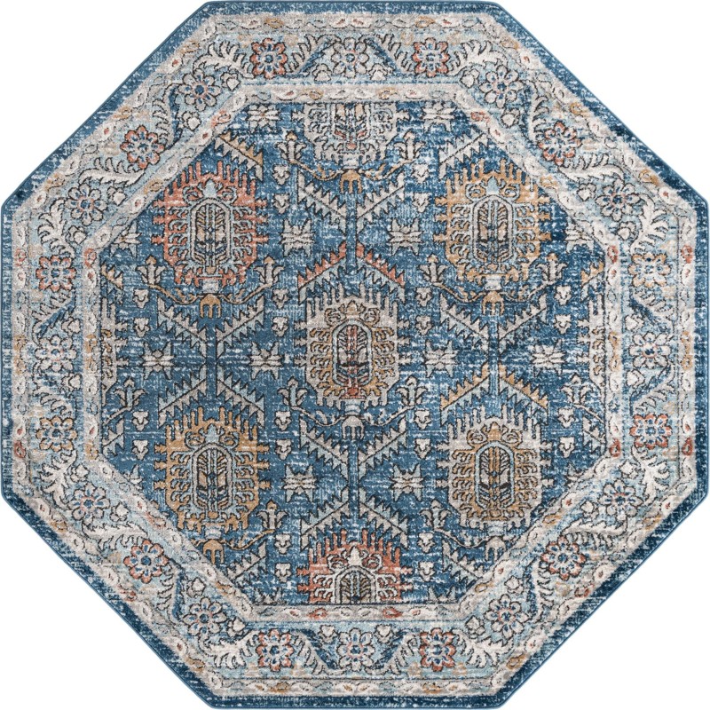 7' x 7' Bozeman · Border rug, blue