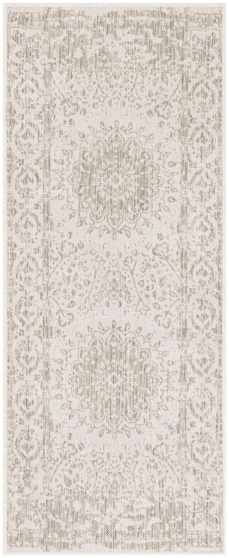 Royce · Faded medallion Outdoor Rug, gray and cream