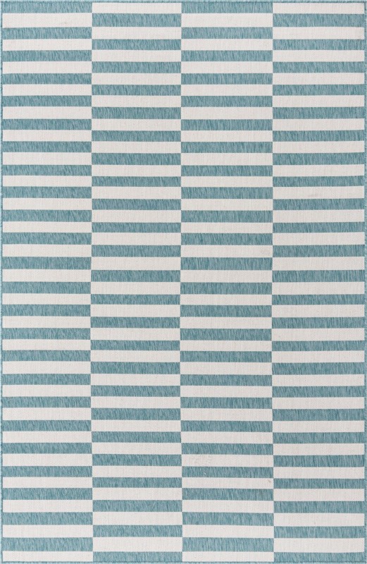 Ainsley · Geometric Outdoor Rug, aqua