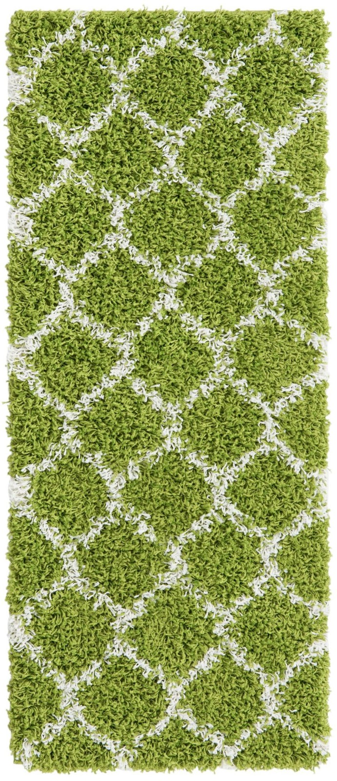2' x 5' Barnett · Geometric Shag Rug, green