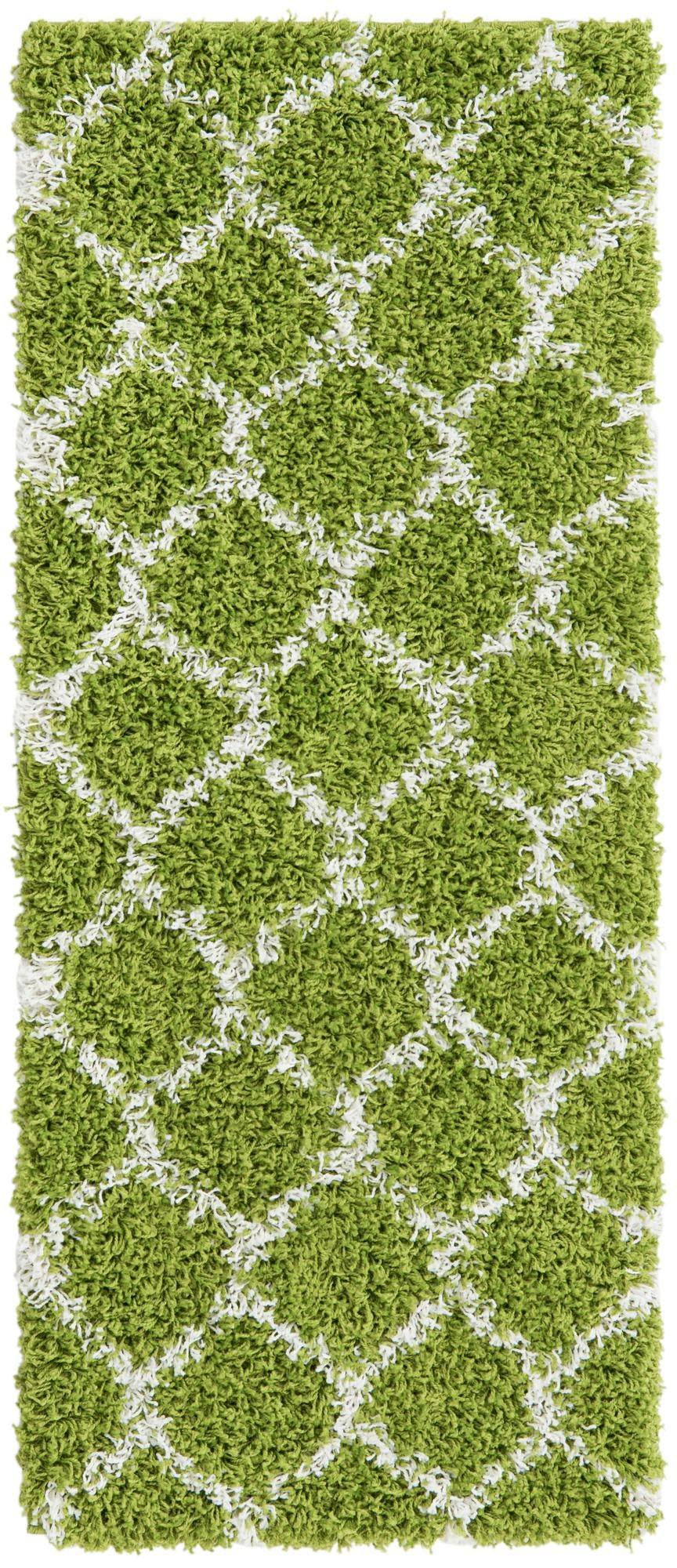 2' x 5' Barnett · Geometric Shag Rug, green