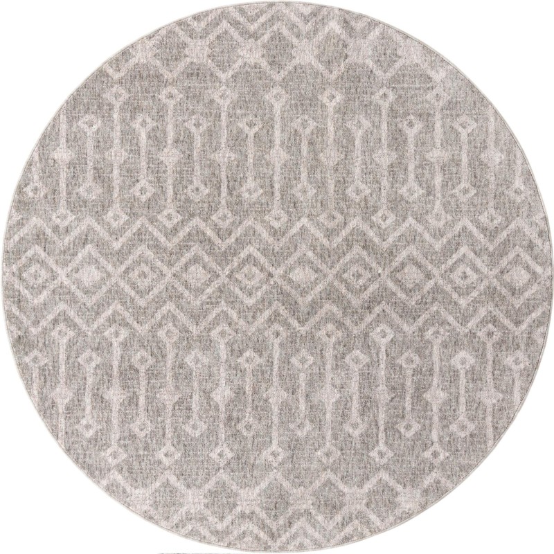 7' x 7' Harlan · Geometric trellis rug, gray and ivory