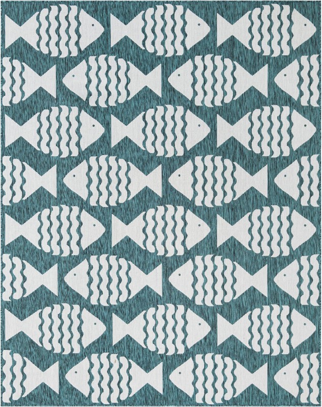 7' 10 x 10' Beresford · Pictoral Outdoor Rug, turquoise
